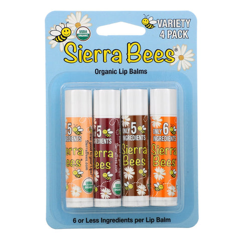 Sierra Bees,  Lip Balm Variety Pack, 4 Pack, .15 oz (4.25 g) Each