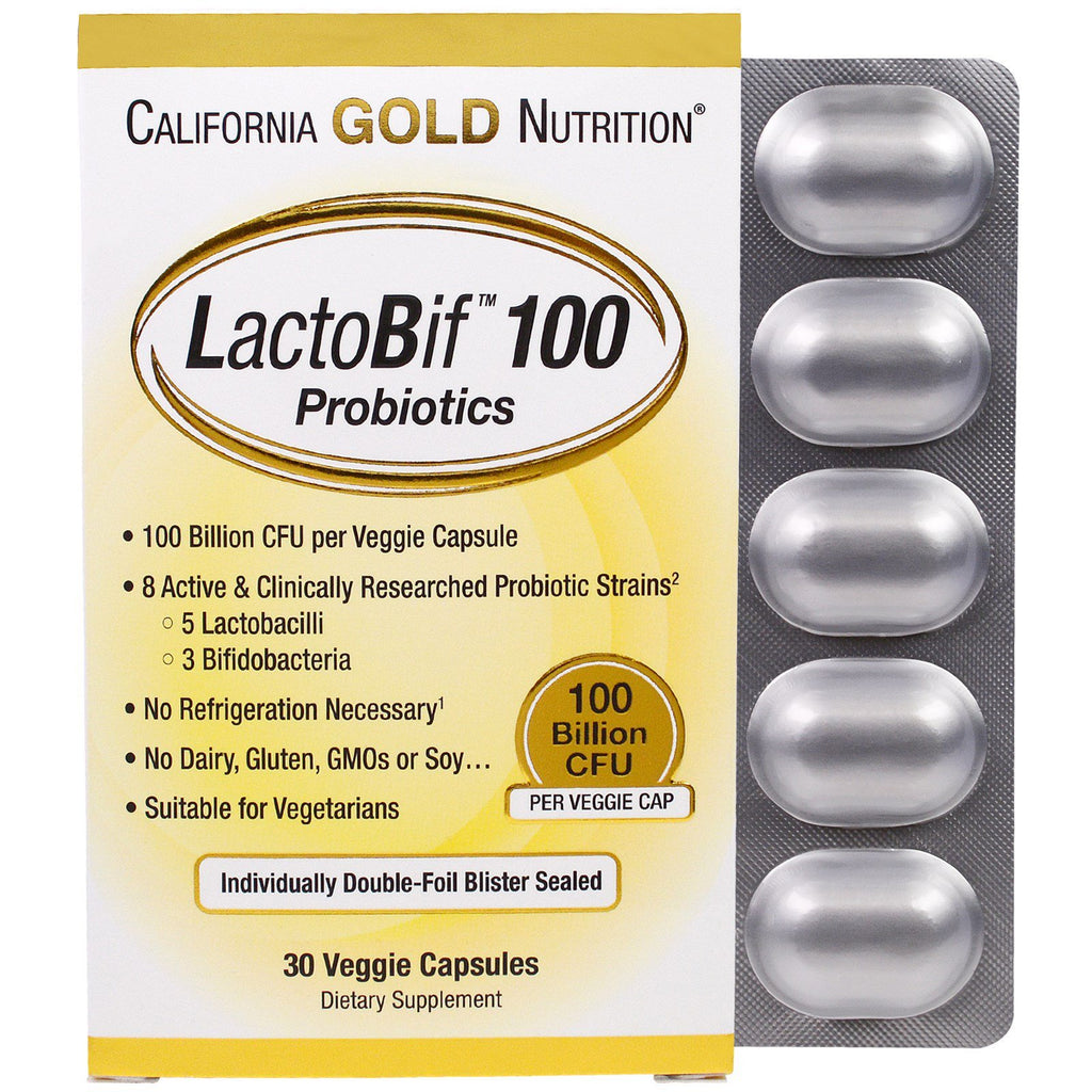 California Gold Nutrition, LactoBif Probiotics, 100 Billion CFU, 30 Veggie Capsules