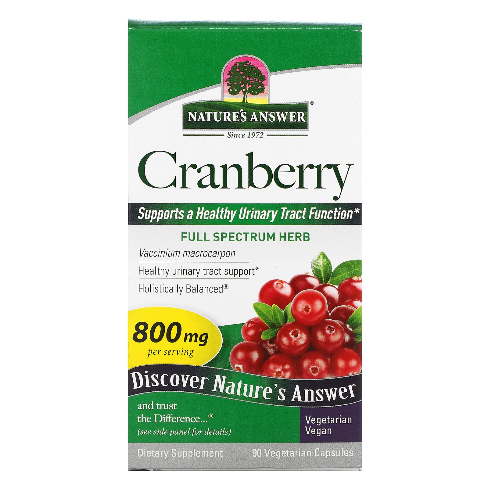 Nature's Answer, Cranberry, 800 mg, 90 Vegetarian Capsules