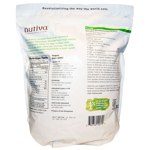 Nutiva, , Coconut Flour, Gluten Free, 3 lb (1.36 kg)