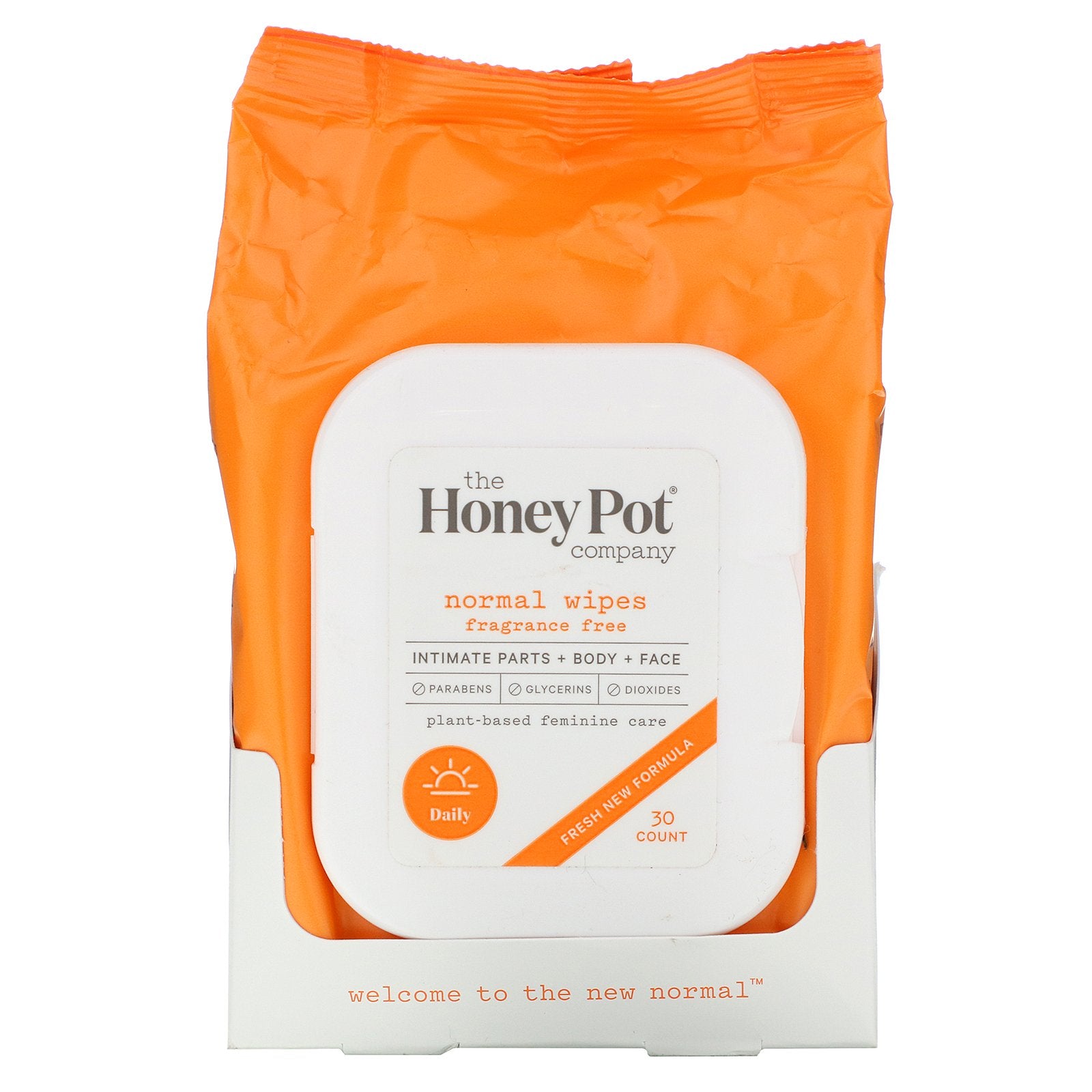 The Honey Pot Company, Normal Wipes, Fragrance Free, 30 Count