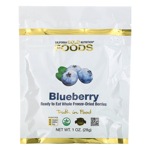 California Gold Nutrition, Freeze-Dried Blueberry, Ready to Eat Whole Freeze-Dried Berries, 1 oz (28 g)