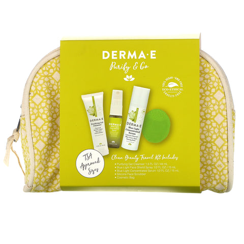 Derma E, Purify & Go, Clean Beauty Travel Kit, 5 Piece Kit