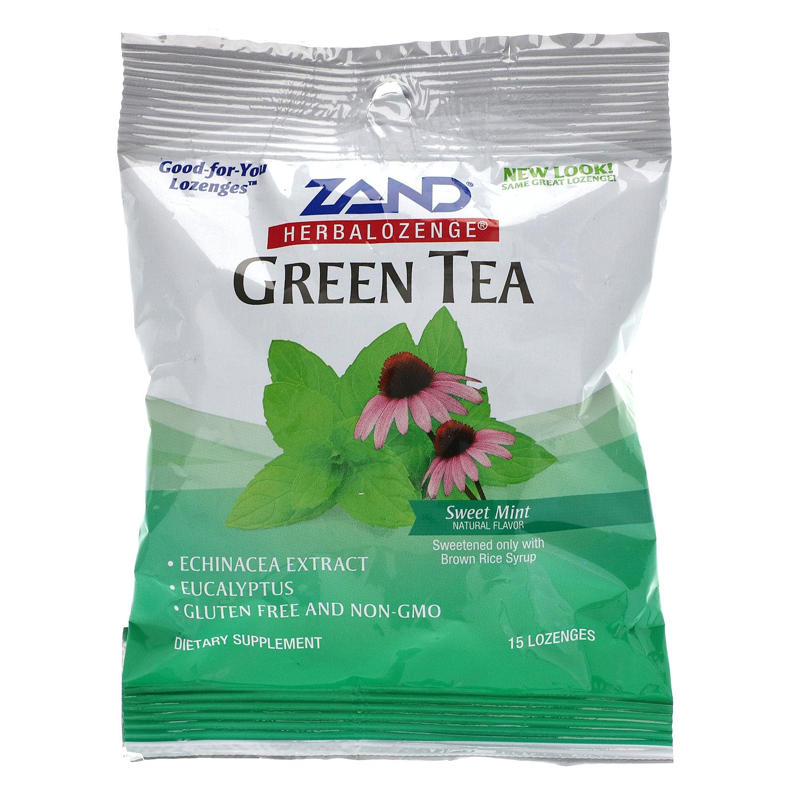 Zand, GreenTea, Herbalozenge, Sweet Mint, 15 Lozenges