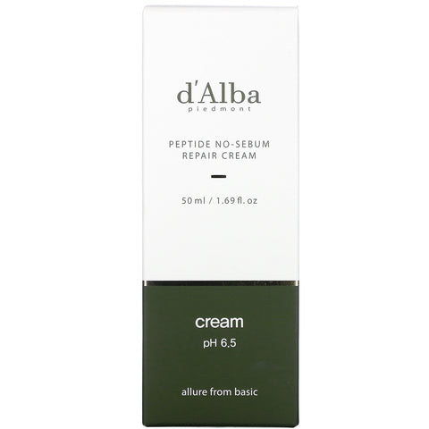 d'Alba, Peptide No-Sebum, Repair Cream, 1.69 fl oz (50 ml)