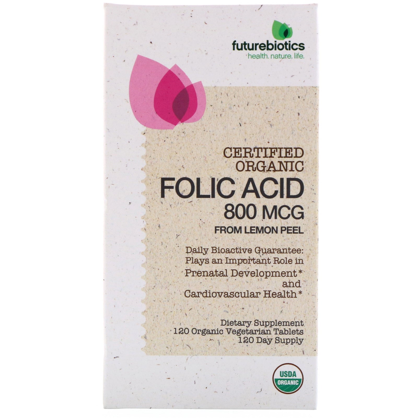 FutureBiotics, Folic Acid From Lemon Peel, 800 mcg, 120 Organic Vegetarian Tablets