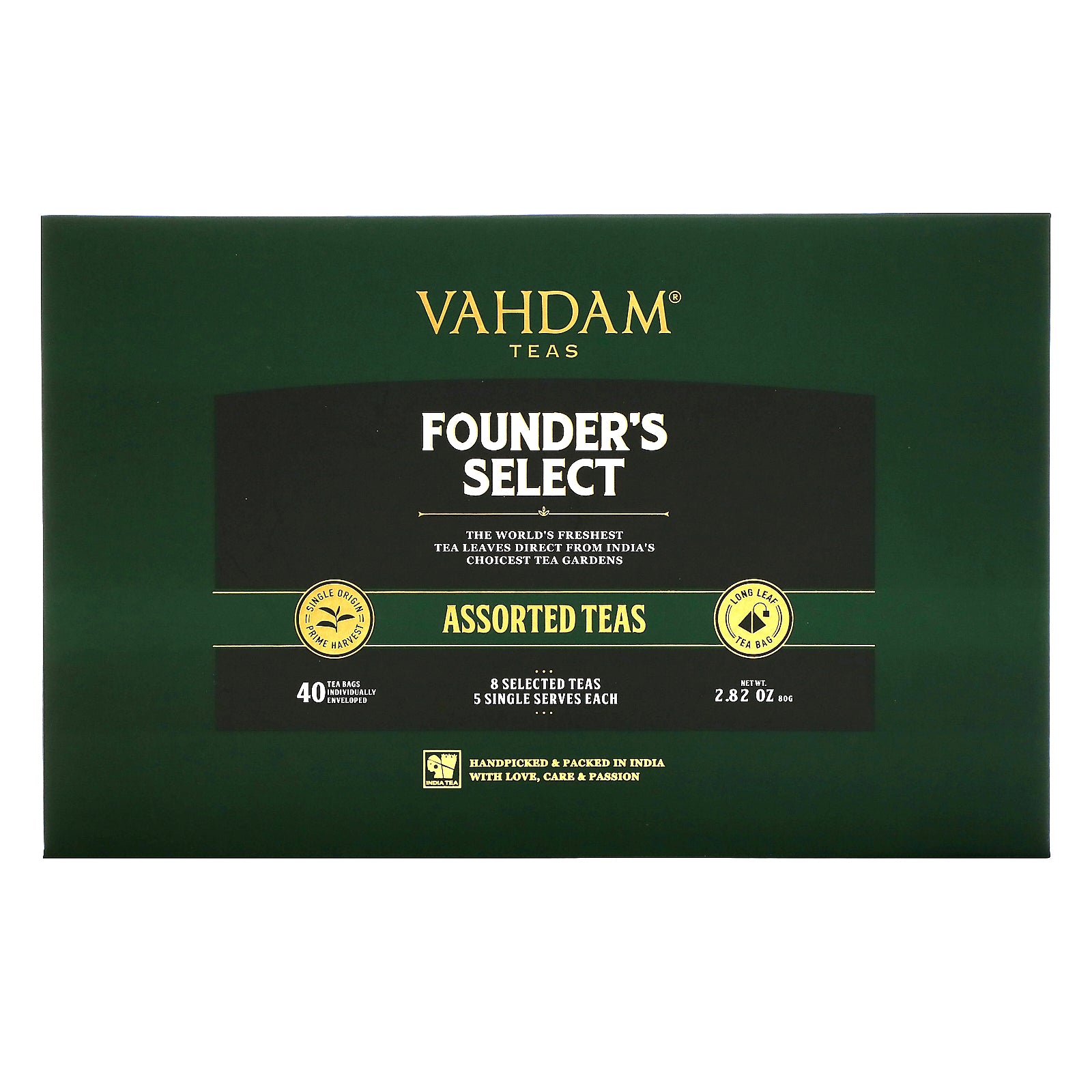 Vahdam Teas, Founder's Select, Assorted Teas, 40 Tea Bags, 2.82 oz (80 g)