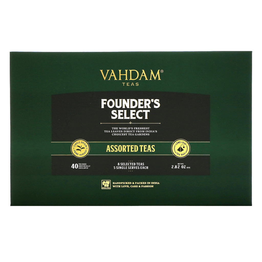 Vahdam Teas, Founder's Select, Assorted Teas, 40 Tea Bags, 2.82 oz (80 g)