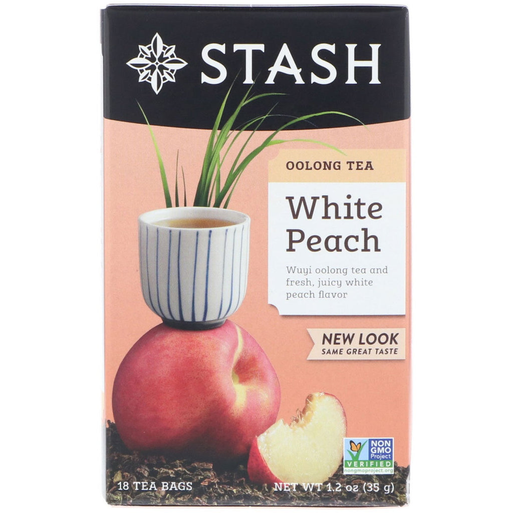 Stash Tea, Oolong Tea, White Peach, 18 Tea Bags, 1.2 oz (35 g)