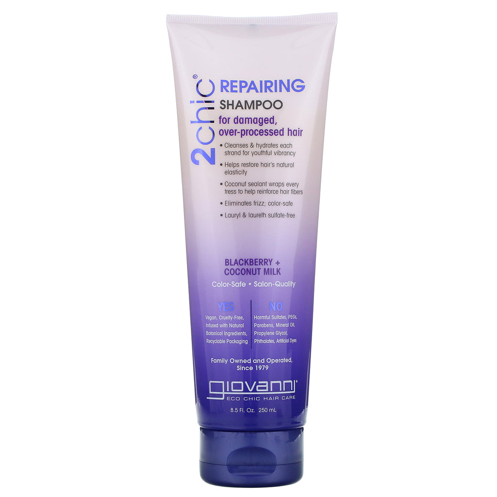 Giovanni, 2chic, Repairing Shampoo, for Damaged Over Processed Hair, Blackberry & Coconut Milk, 8.5 fl oz (250 ml)