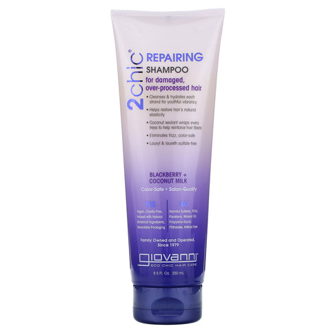 Giovanni, 2chic, Repairing Shampoo, for Damaged Over Processed Hair, Blackberry & Coconut Milk, 8.5 fl oz (250 ml)