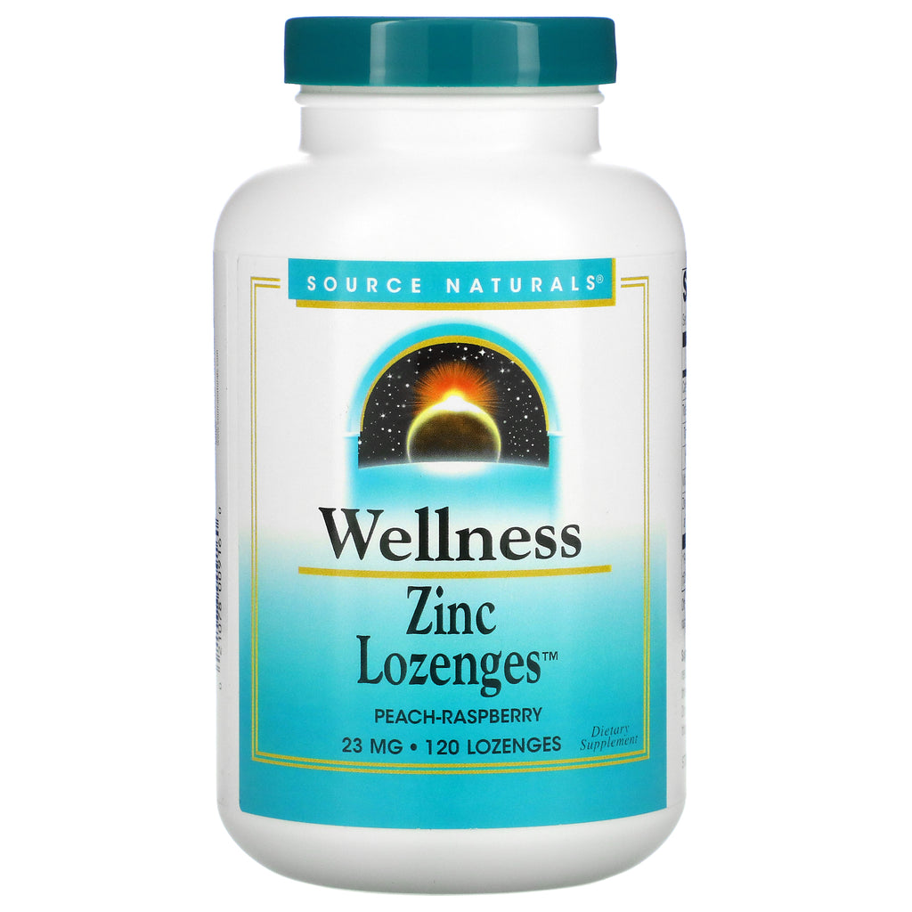 Source Naturals, Wellness, Zinc Lozenges, Peach-Raspberry, 23 mg, 120 Lozenges