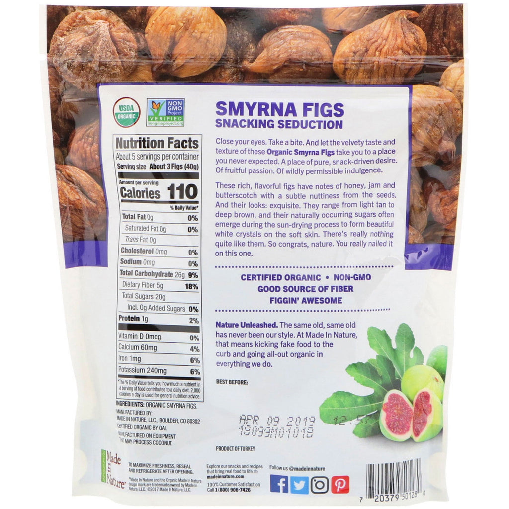 Made in Nature,  Dried Smyrna Figs, Soft & Sultry Supersnacks, 7 oz (198 g)