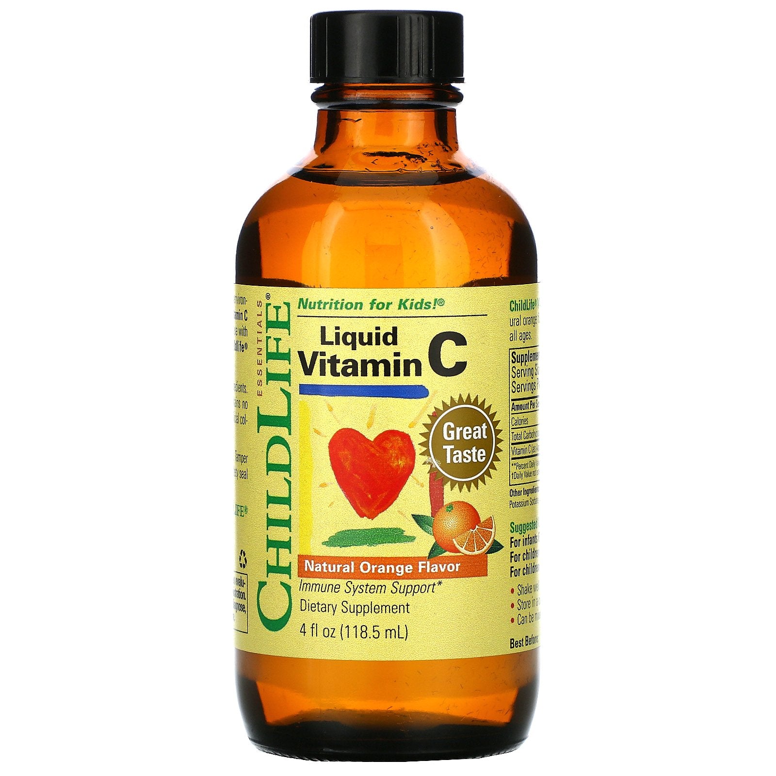 ChildLife, Essentials, Liquid Vitamin C, Natural Orange, 4 fl oz (118.5 ml)