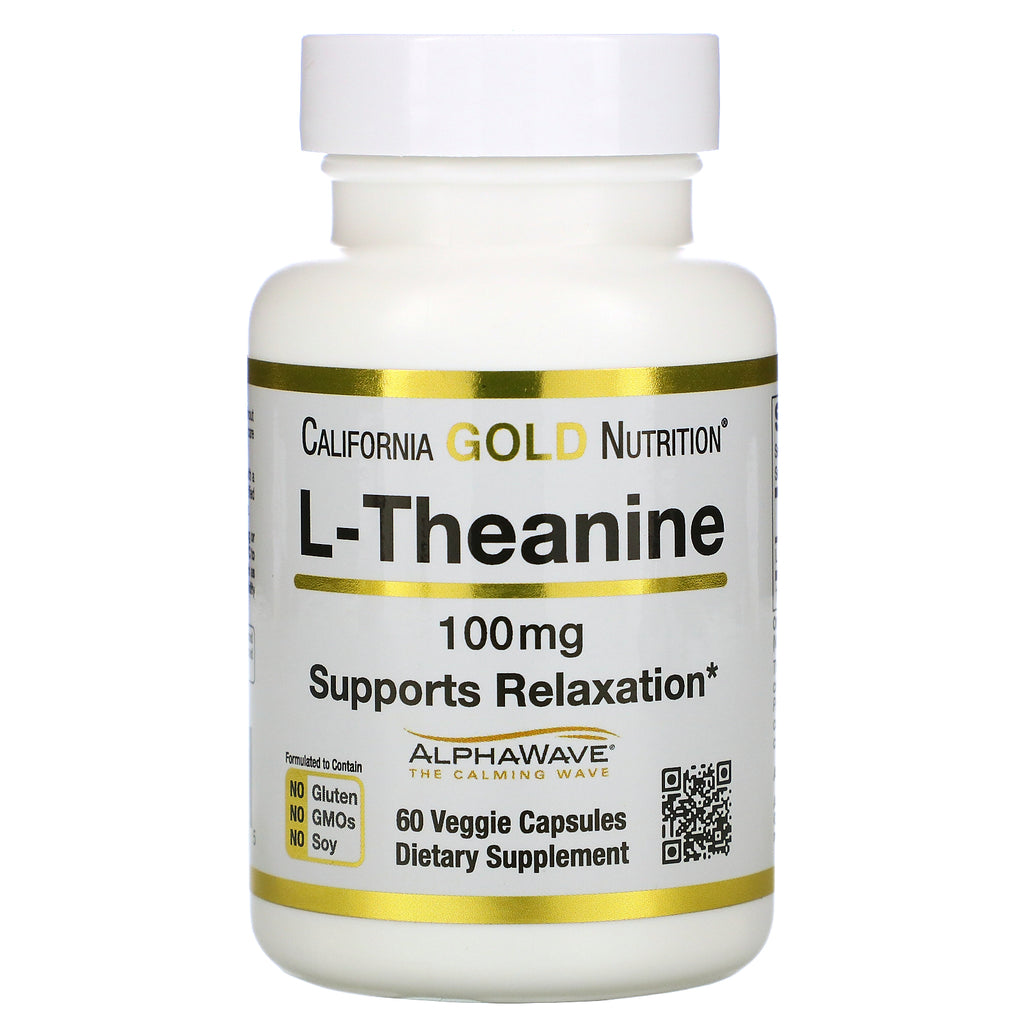 California Gold Nutrition, L-Theanine, AlphaWave, Supports Relaxation, Calm Focus, 100 mg, 60 Veggie Capsules