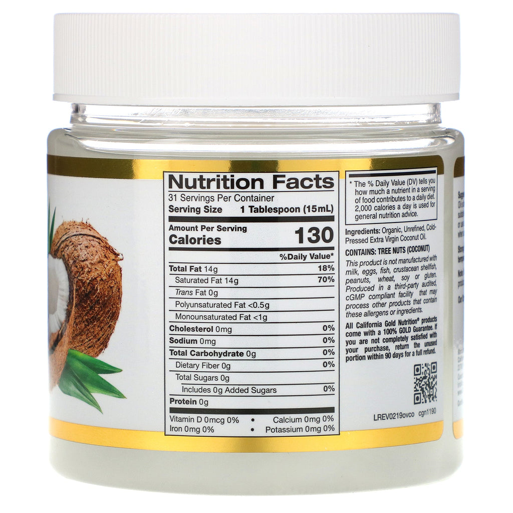 California Gold Nutrition, Cold-Pressed  Virgin Coconut Oil, 16 fl oz (473 ml)