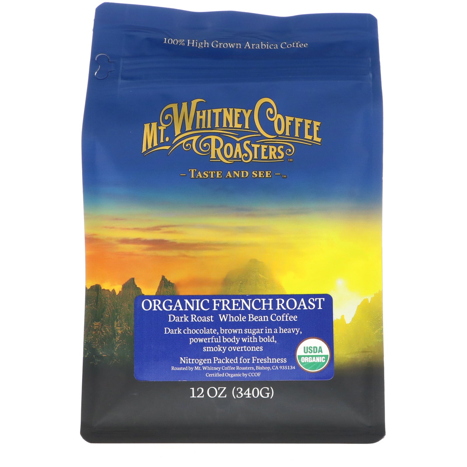 Mt. Whitney Coffee Roasters, Organic French Roast, Dark Roast, Whole Bean Coffee, 12 oz (340 g)