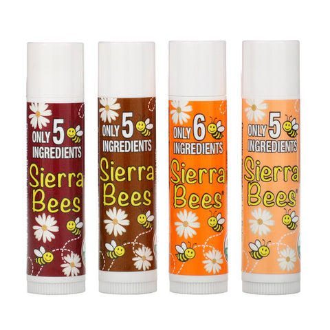 Sierra Bees, Organic Lip Balm Variety Pack, 4 Pack, .15 oz (4.25 g) Each