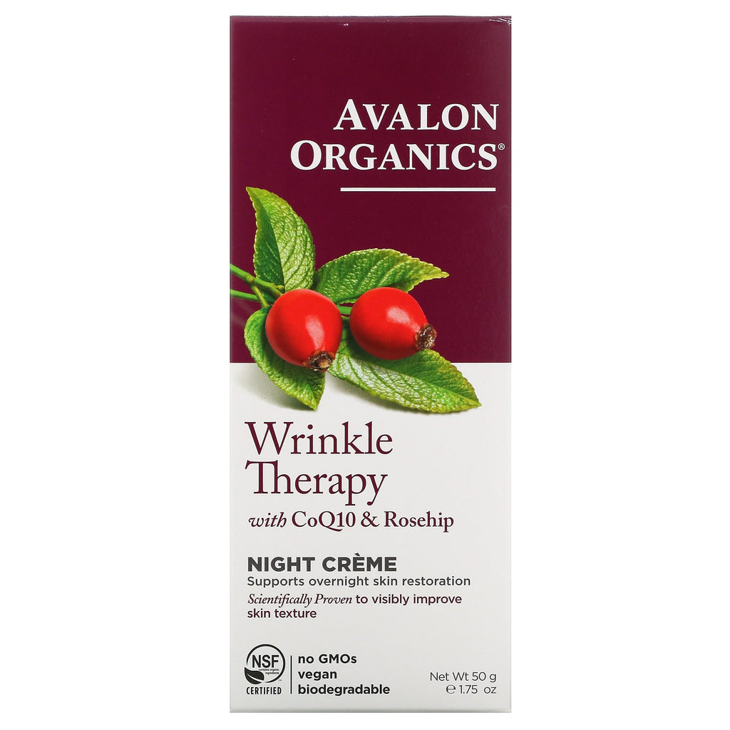 Avalon s, Wrinkle Therapy, With CoQ10 & Rosehip, Night Creme, 1.75 oz (50 g)