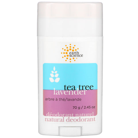 Earth Science, Natural Deodorant, Tea Tree, Lavender, 2.45 oz (70 g)