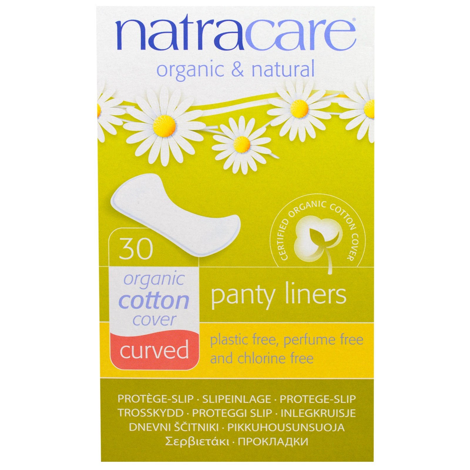 Natracare, Organic & Natural Panty Liners, Curved, 30 Liners