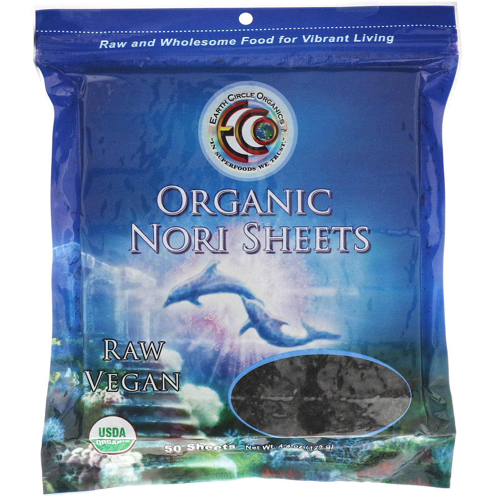 Earth Circle Organics, Organic Nori Sheets, 50 Sheets, 4.4 oz (125 g)