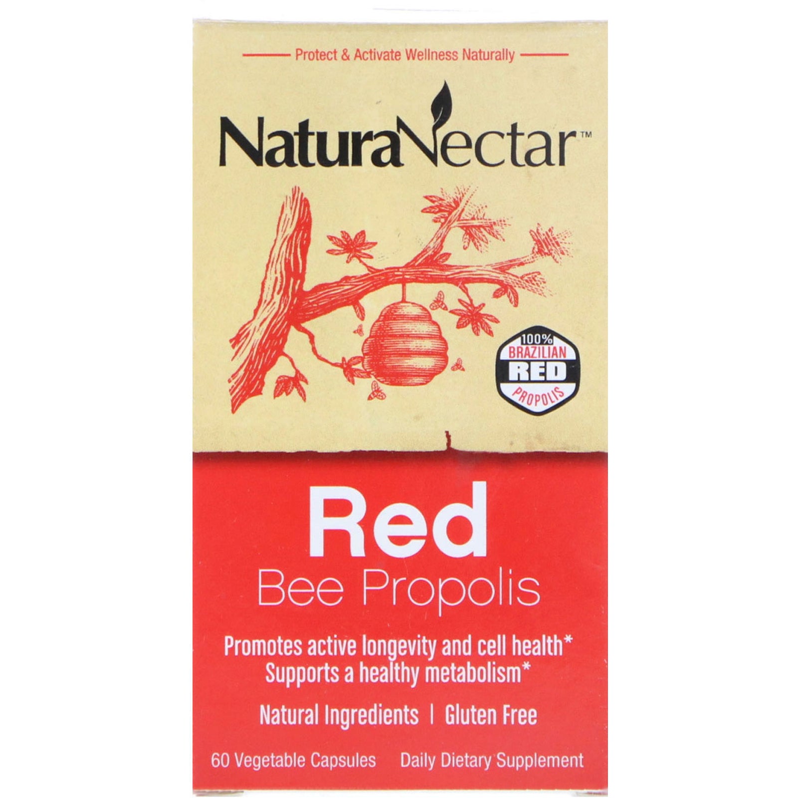 NaturaNectar, Red Bee Propolis, 60 Vegetable Capsules