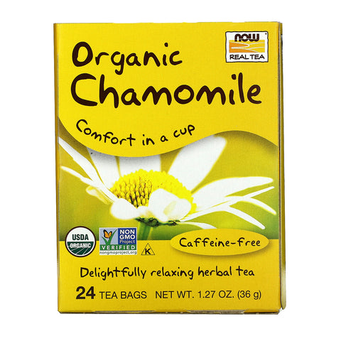 Now Foods, Organic Real Tea, Chamomile, Caffeine Free, 24 Tea Bags, 1.5 g Each