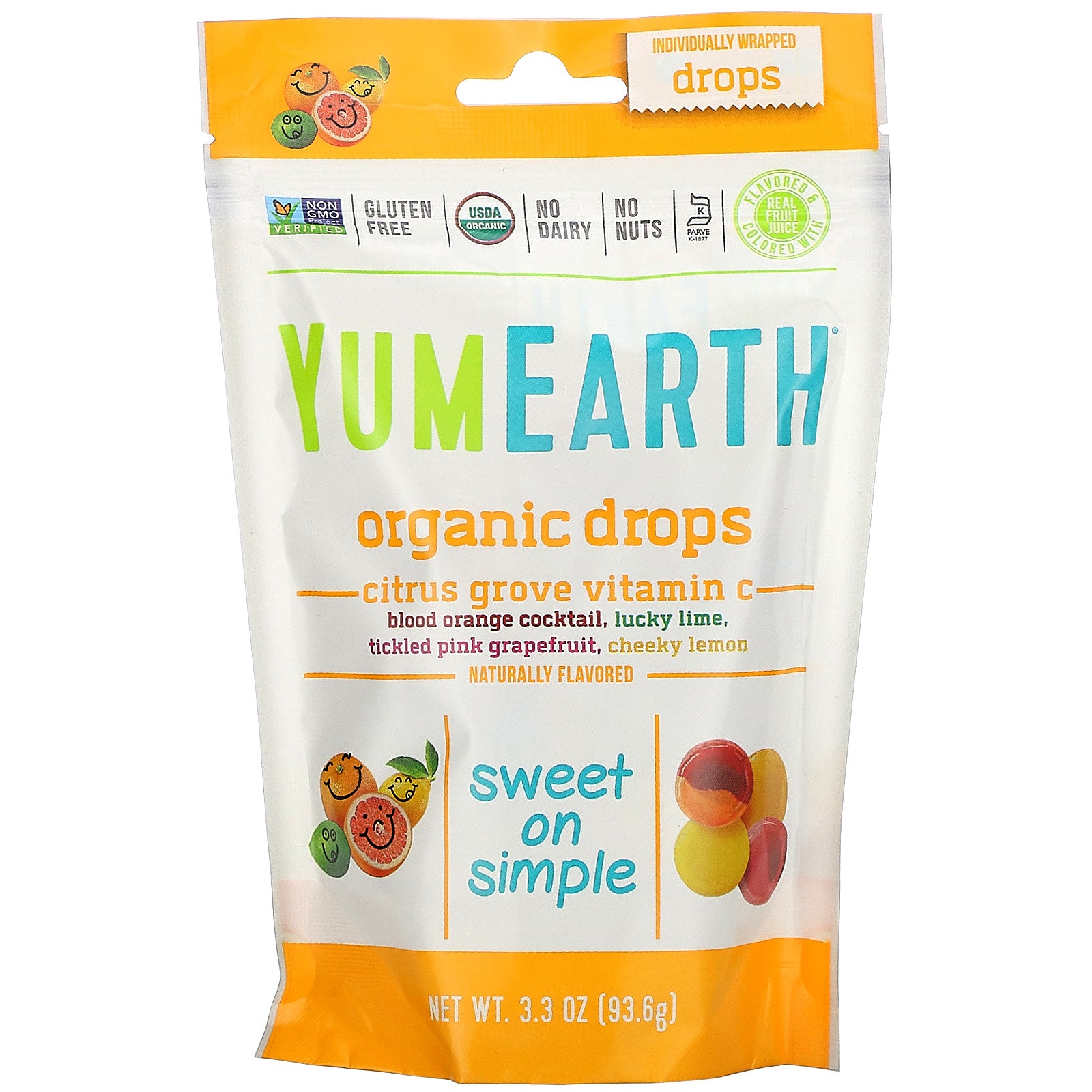 YumEarth, Organic Vitamin C Drops, Citrus Grove, 3.3 oz (93.5 g)