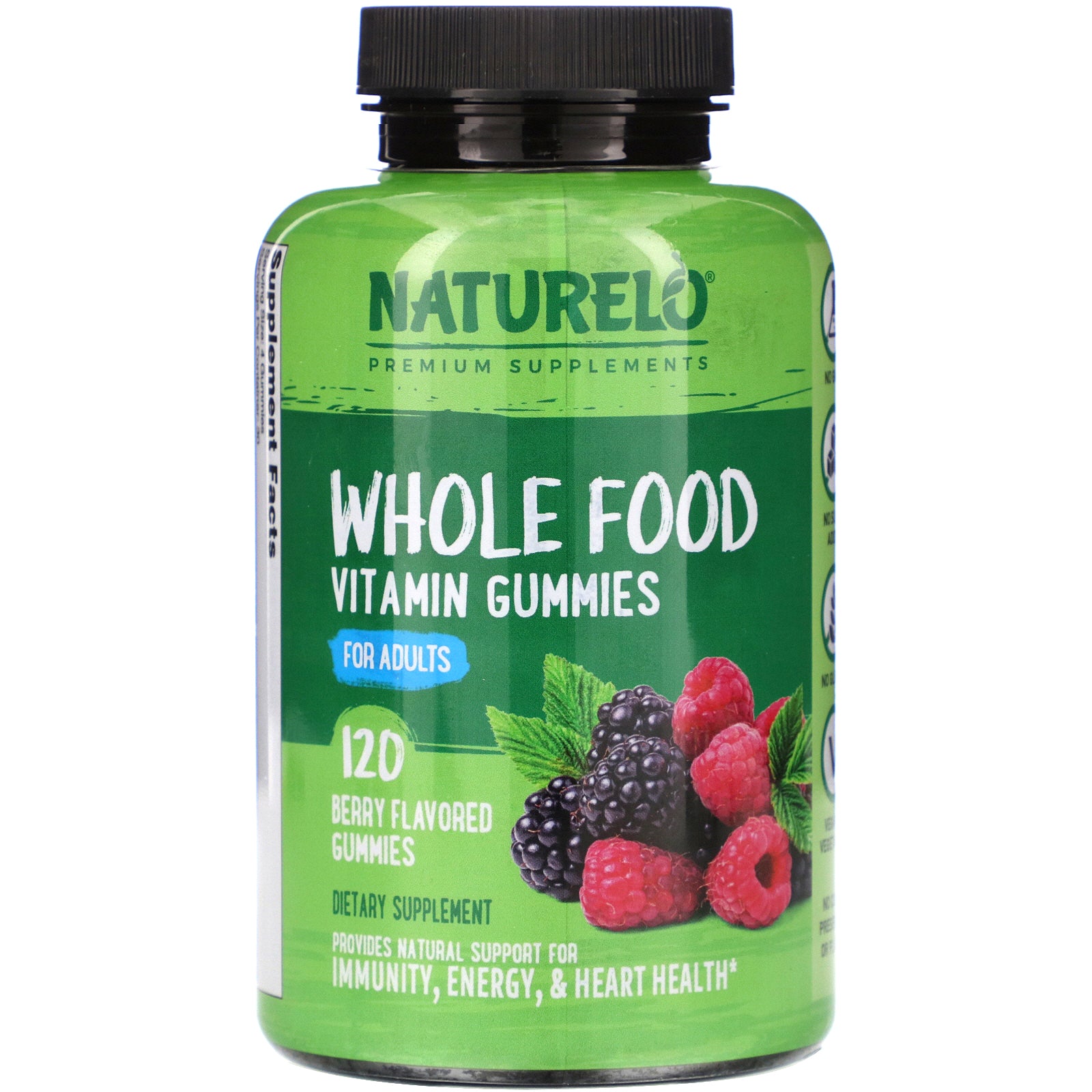 NATURELO, Whole Food Vitamin Gummies for Adults, Berry Flavored, 120 Gummies