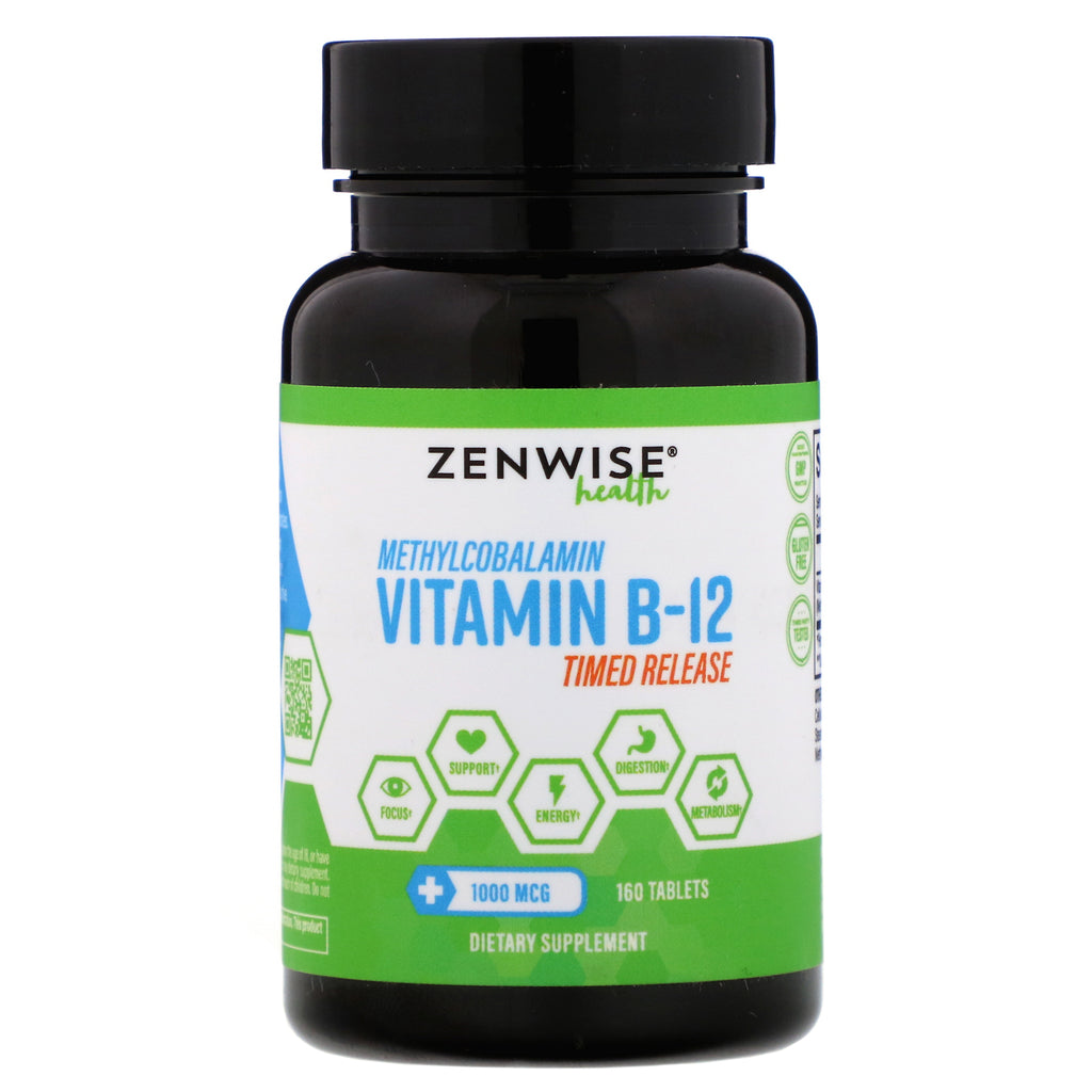 Zenwise Health, Methylcobalamin Vitamin B-12, Timed Release, 1,000 mcg, 160 Tablets