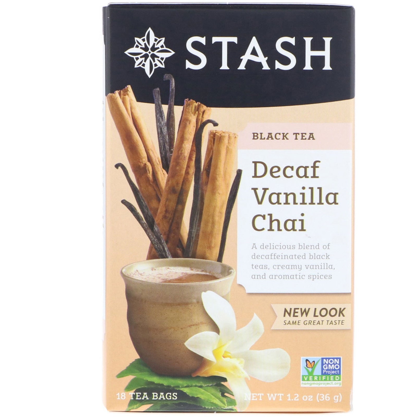 Stash Tea, Black Tea, Decaf Vanilla Chai, 18 Tea Bags, 1.2 oz (36 g)