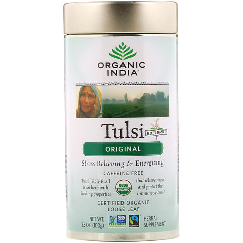 Organic India, Tulsi Loose Leaf Tea, Holy Basil, Original, Caffeine Free, 3.5 oz (100 g)