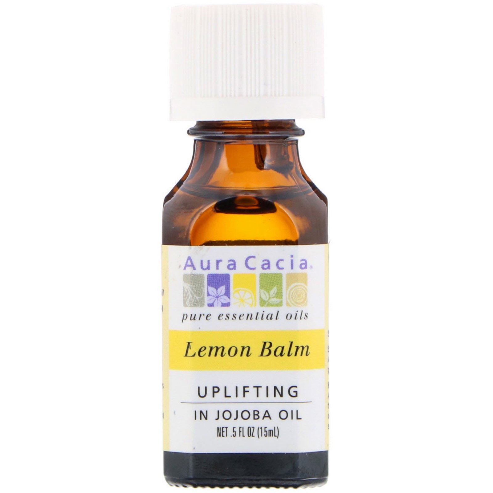 Aura Cacia, Pure Essential Oils, Lemon Balm, Uplifting, .5 fl oz (15 ml)