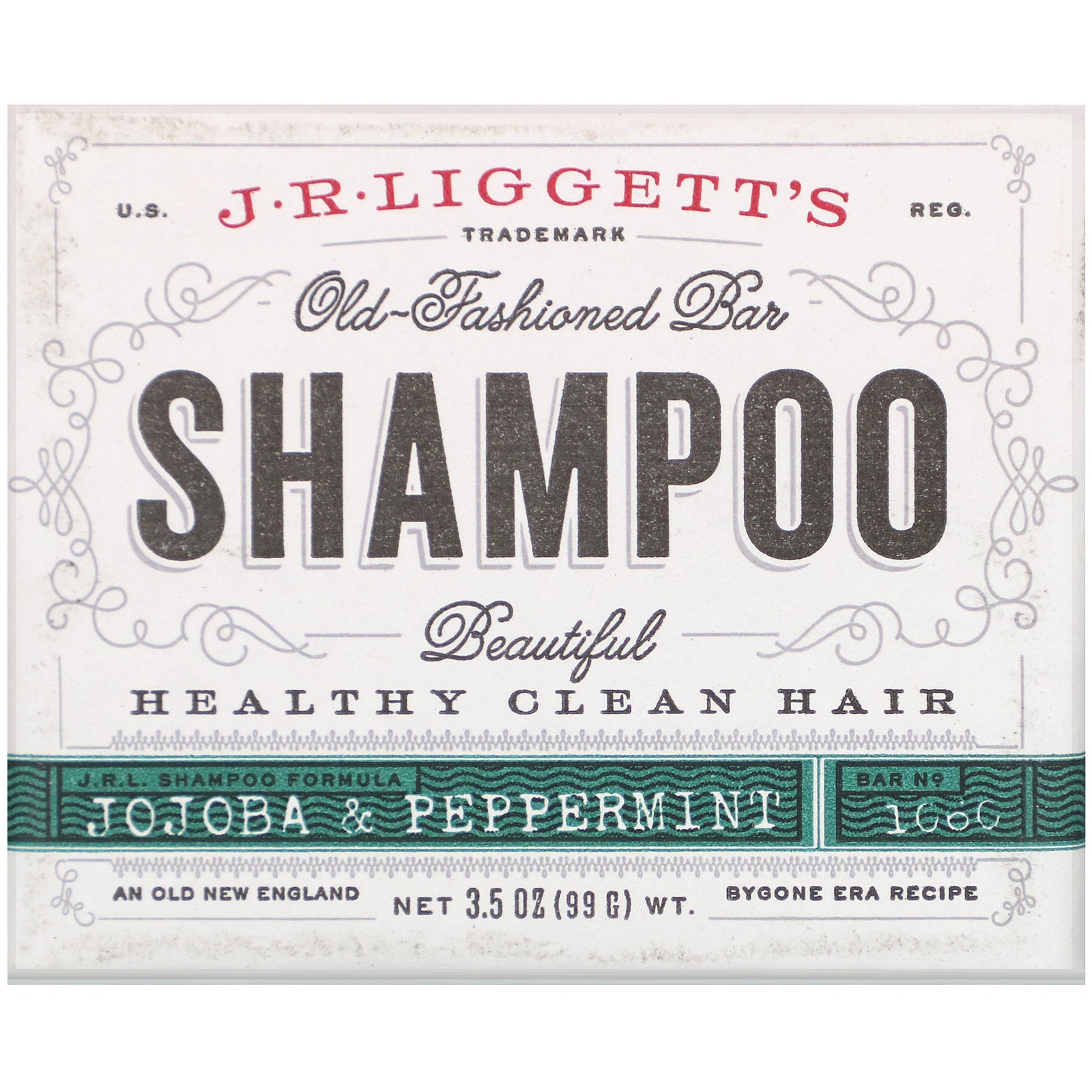 J.R. Liggett's, Old Fashioned Shampoo Bar, Jojoba & Peppermint, 3.5 oz (99 g)