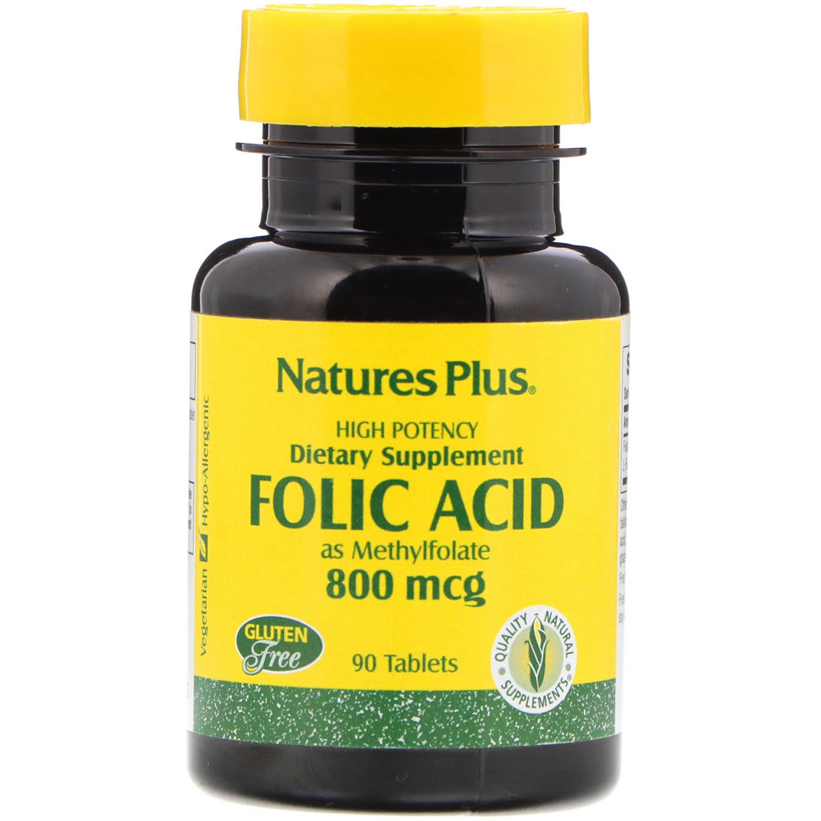 Nature's Plus, Folic Acid, 800 mcg, 90 Tablets