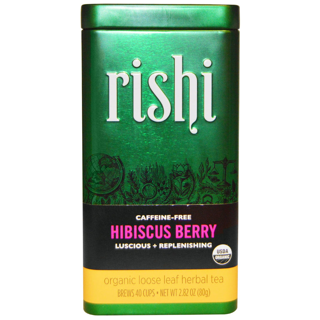 Rishi Tea, Organic Loose Leaf Herbal Tea, Caffeine Free, Hibiscus Berry, 2.82 oz (80 g)