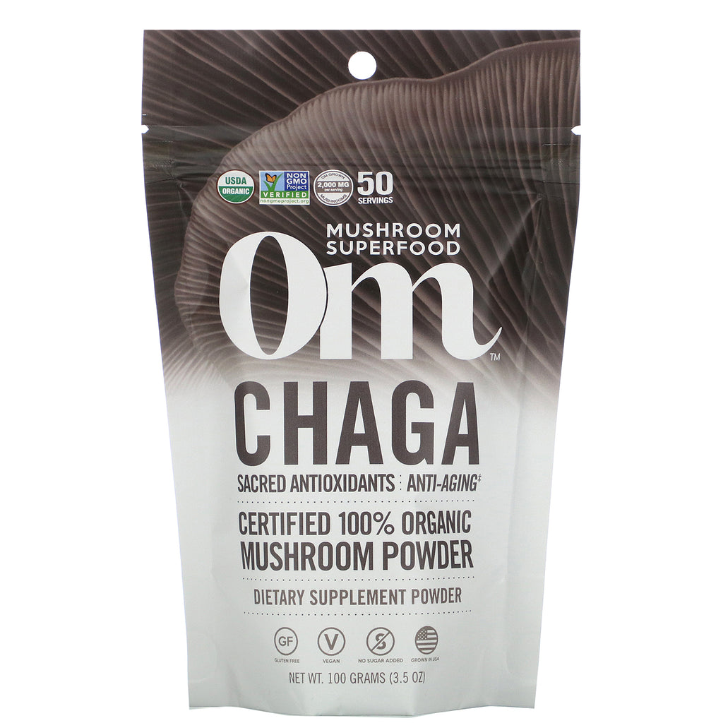 Om Mushrooms, Chaga, Certified 100% Organic Mushroom Powder, 3.5 oz (100 g)