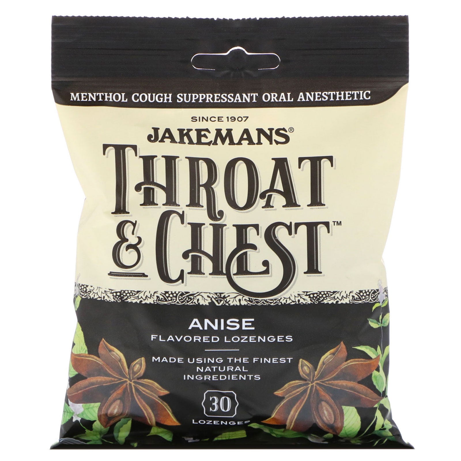 Jakemans, Throat & Chest, Anise Flavored, 30 Lozenges