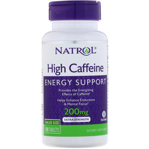 Natrol, High Caffeine, Extra Strength, 200 mg, 100 Tablets