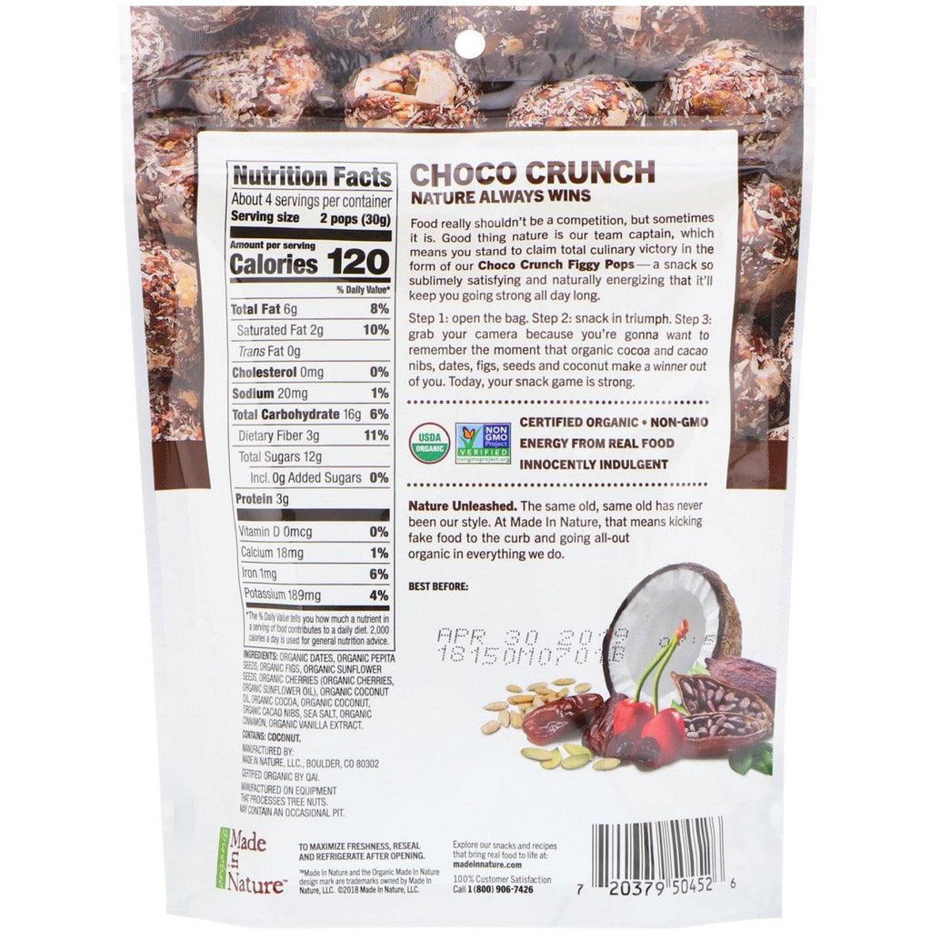 Made in Nature,  Figgy Pops, Choco Crunch Supersnacks, 4.2 oz (119 g)