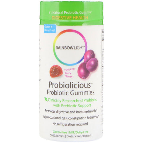 Rainbow Light, Probiolicious Probiotic Gummies, Delicious Berry Flavor, 50 Gummies