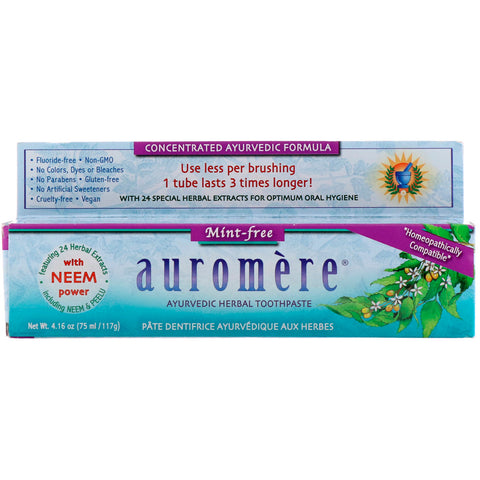 Auromere, Ayurvedic Herbal Toothpaste, Mint-Free, 4.16 oz (117 g)