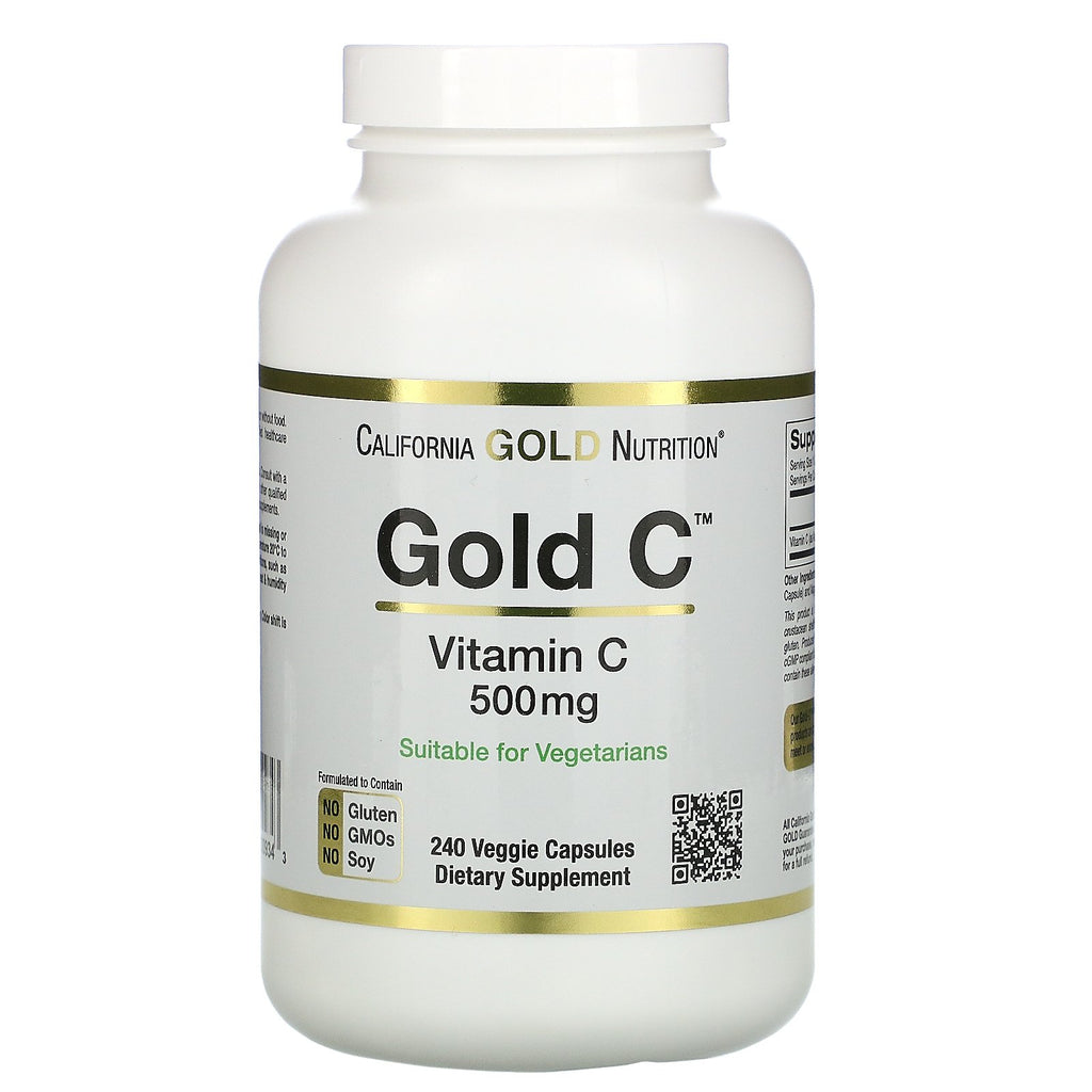 California Gold Nutrition, Gold C, Vitamin C, 500 mg, 240 Veggie Caps