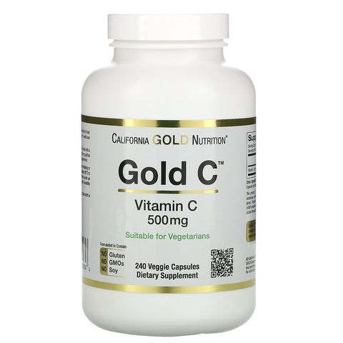 California Gold Nutrition, Gold C, Vitamin C, 500 mg, 240 Veggie Caps