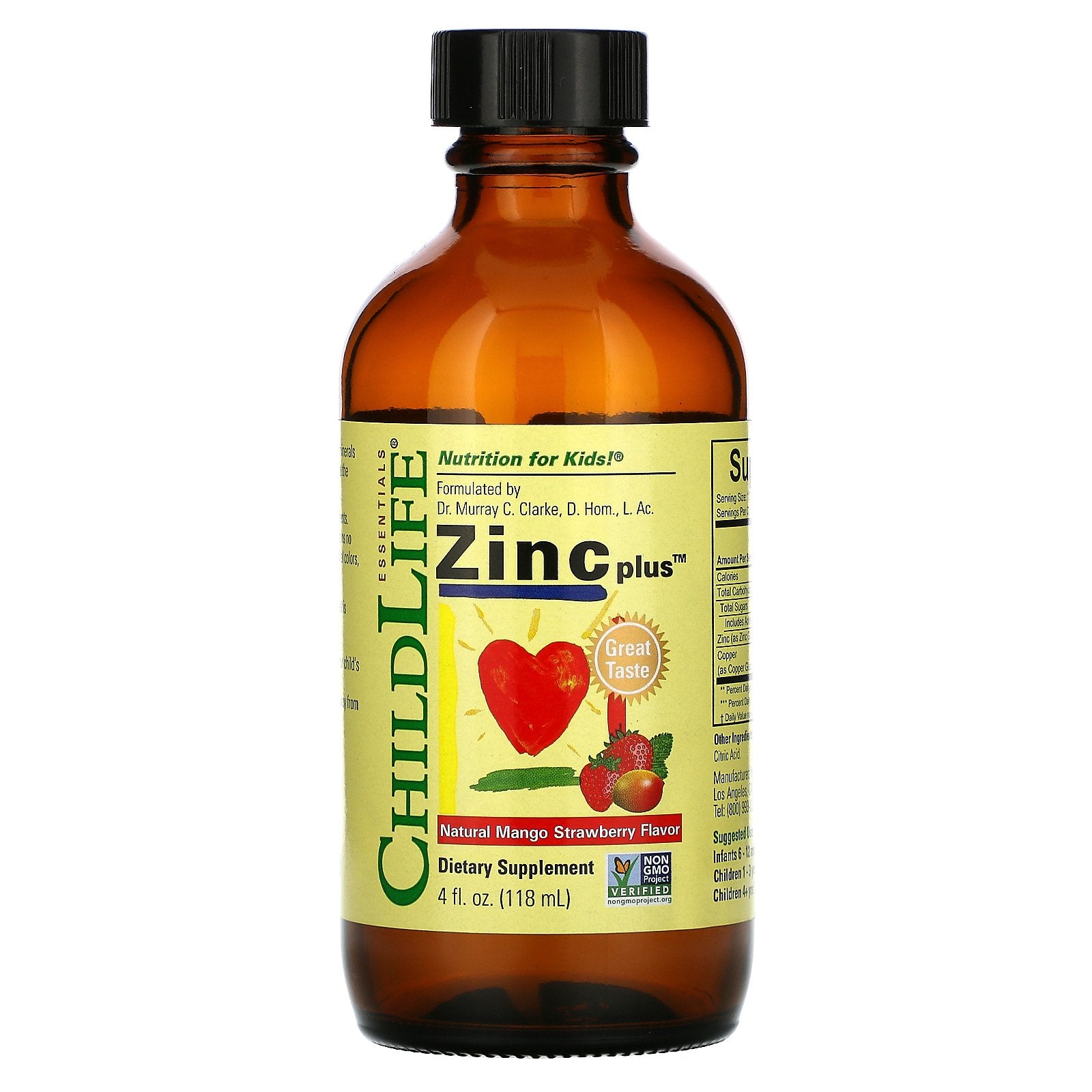 ChildLife, Essentials, Zinc Plus, Natural Mango Strawberry Flavor, 4 fl oz (118 ml)