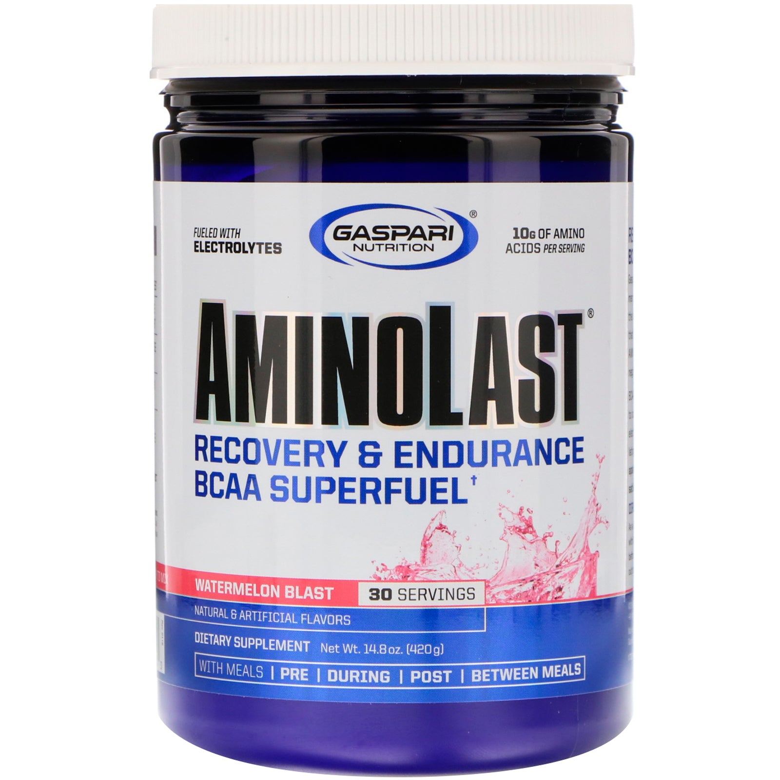 Gaspari Nutrition, Aminolast, Recovery & Endurance, BCAA Superfuel, Watermelon Blast, 14.8 oz (420 g)