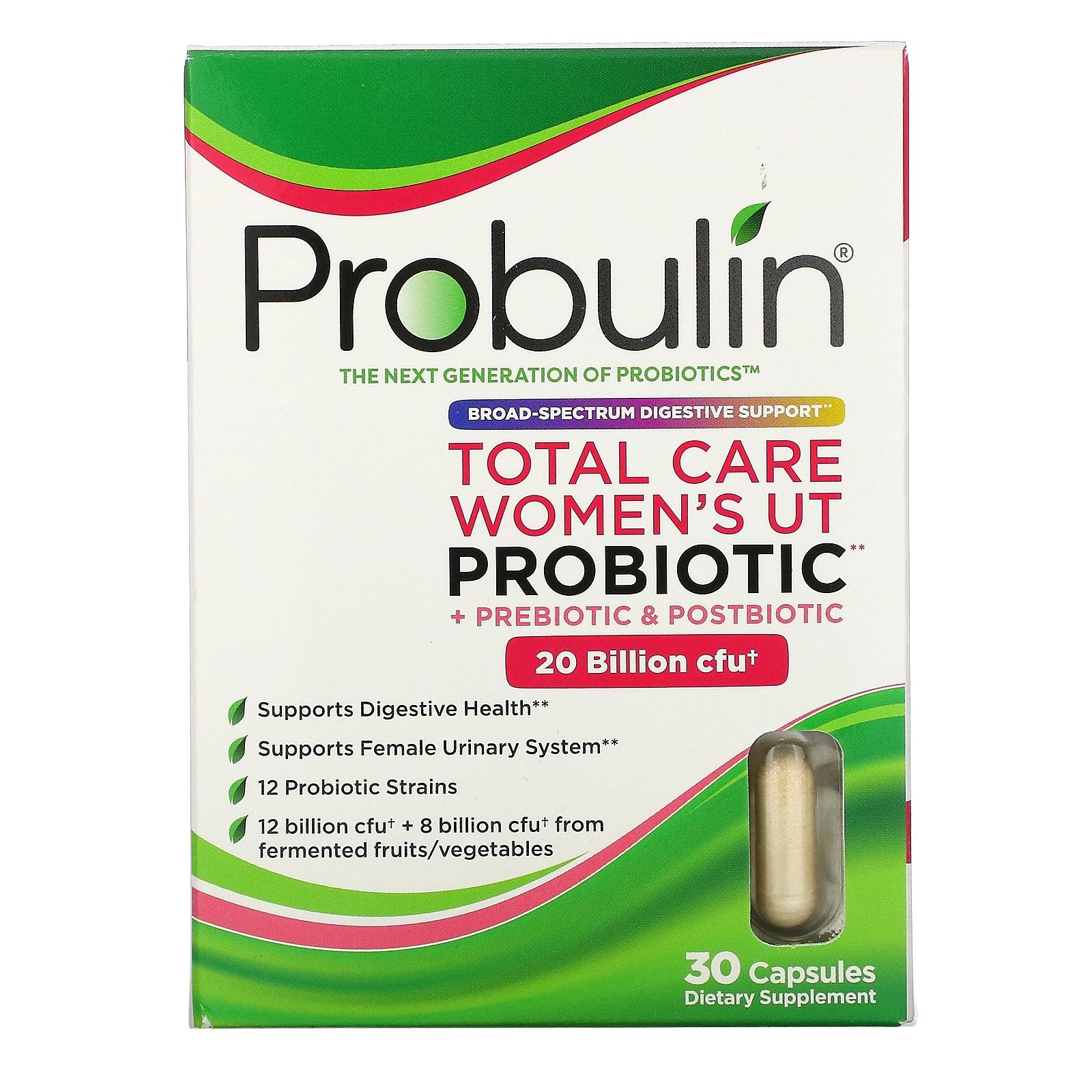 Probulin, Total Care Women’s UT Probiotic, 20 Billion CFU, 30 Capsules
