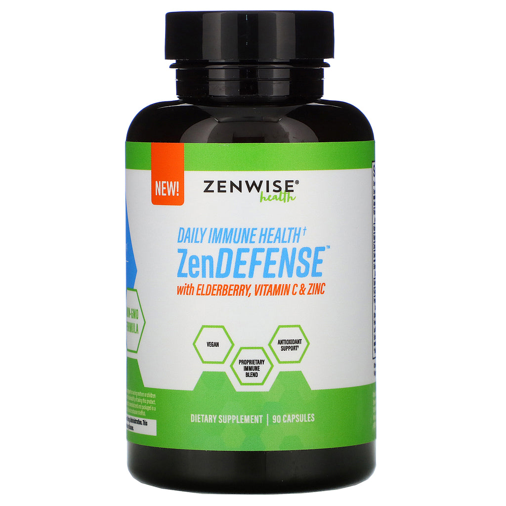Zenwise Health, ZenDEFENSE with Elderberry, Vitamin C & Zinc, 90 Capsules