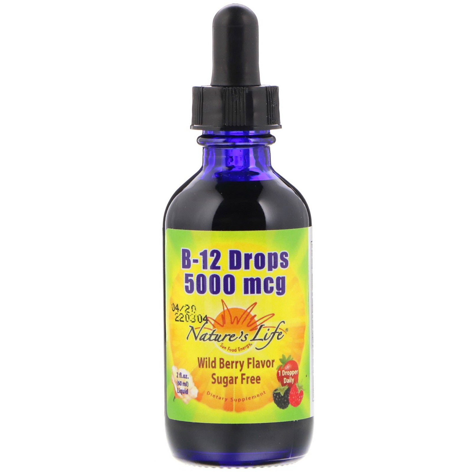 Nature's Life, B-12 Drops, Wild Berry Flavor, 5,000 mcg, 2 fl oz (60 ml)